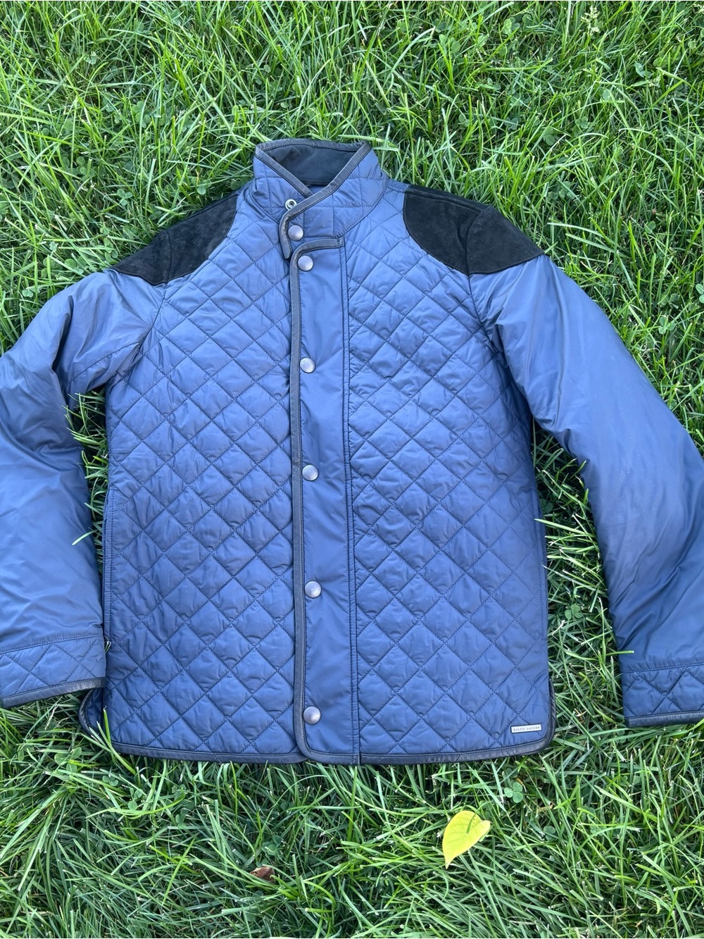 Polo by Ralph Lauren Navy Quilted Puffer Jacket with Black Shoulder Panels